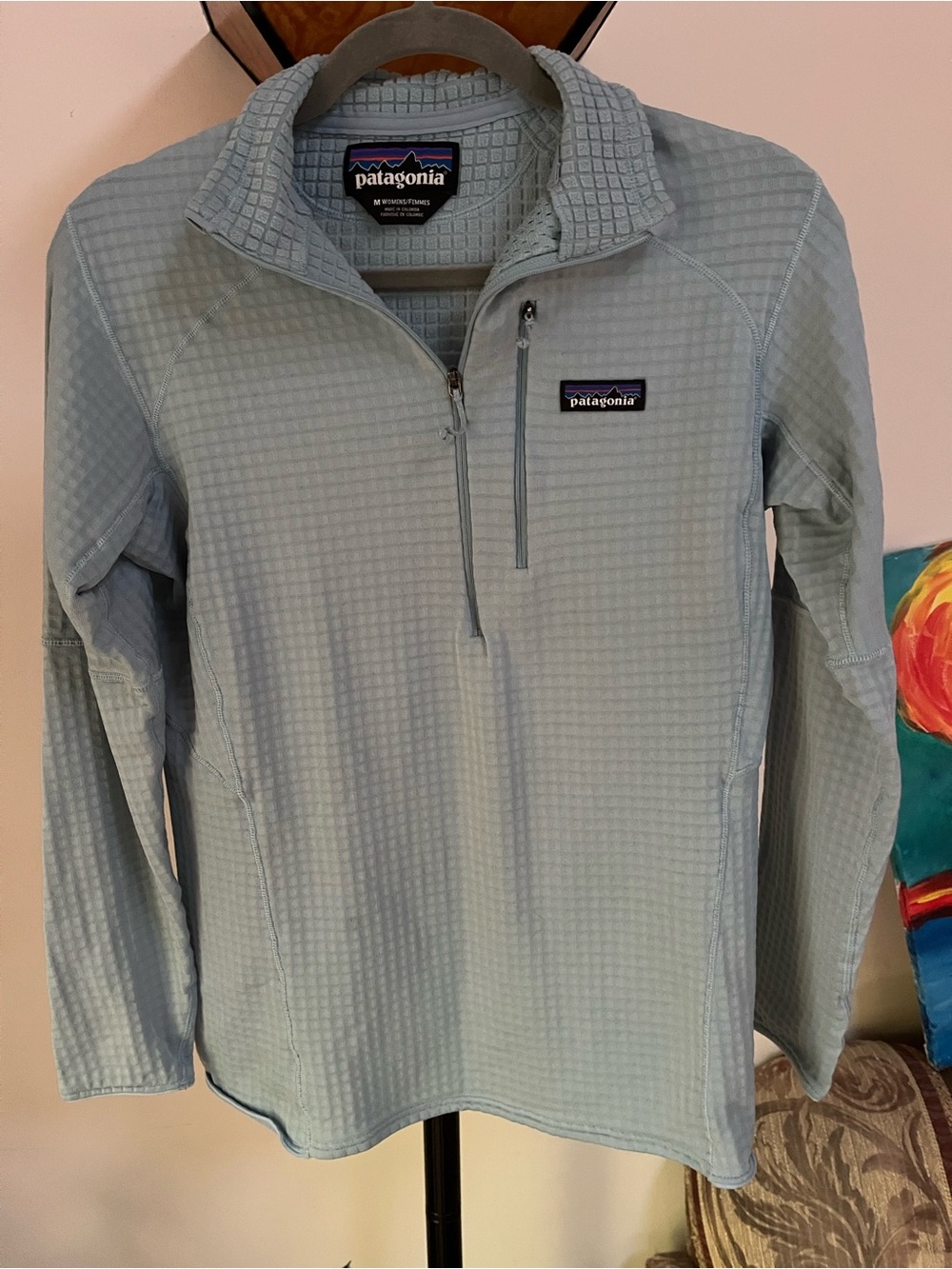 Patagonia R1 Pale Blue Quarter-Zip Fleece Pullover M